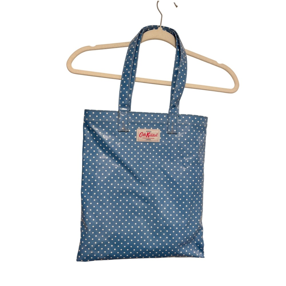 Cath Kidston Blue White Polka Dot Oilcloth Tote Bag Shopper London